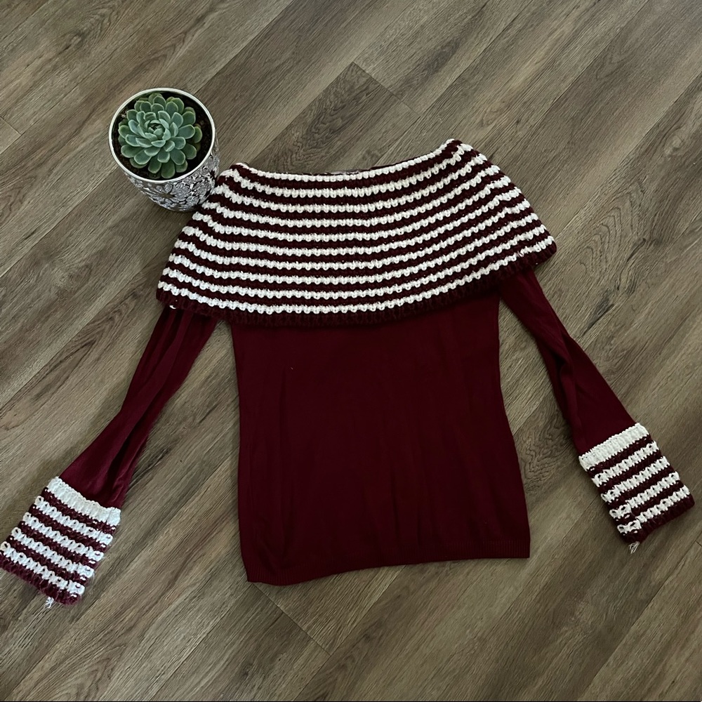 Young Threads Button Off-Shoulder Sweater - Picture 8 of 10